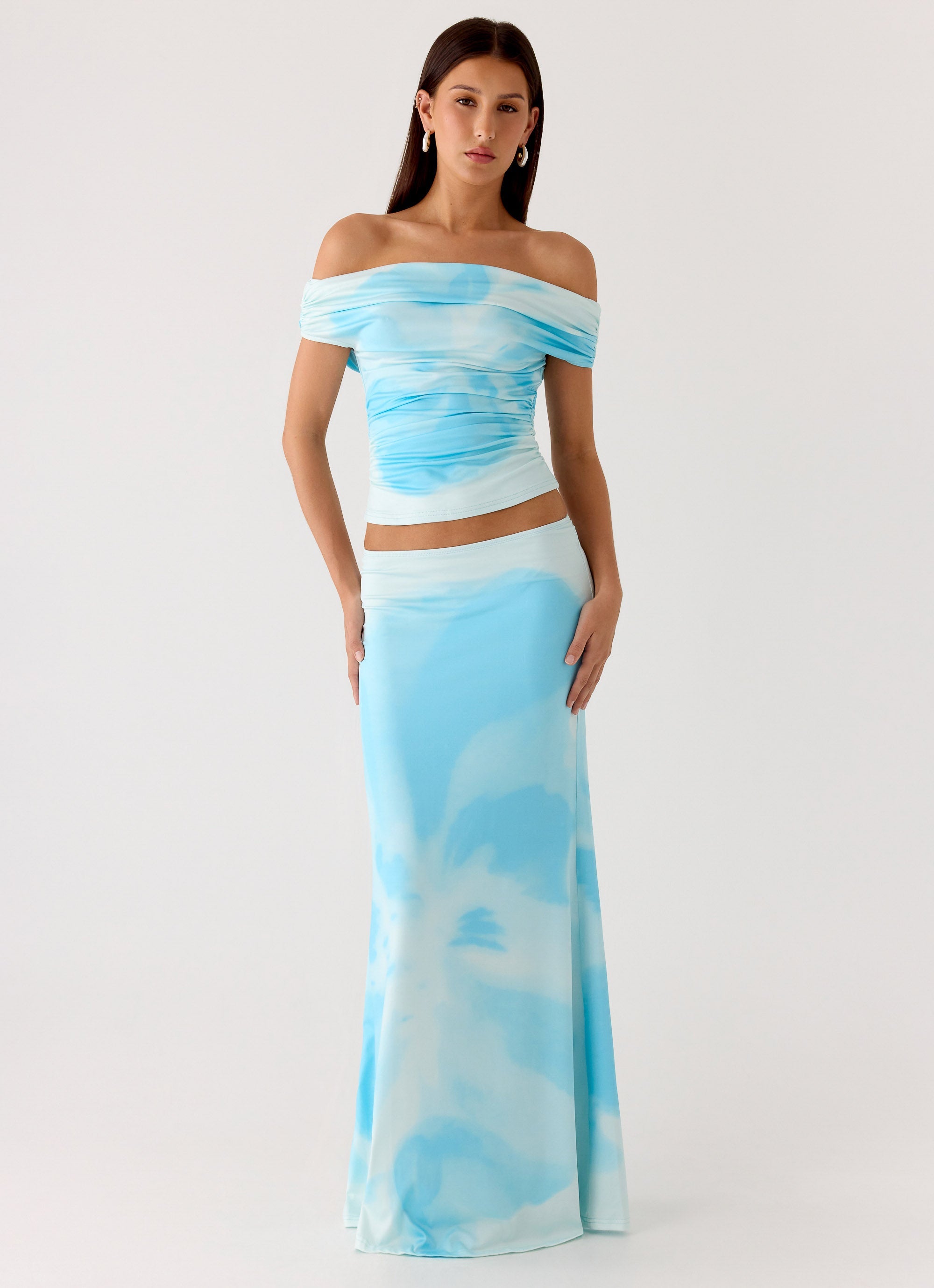 Moka Off Shoulder Top - Blooming Blue