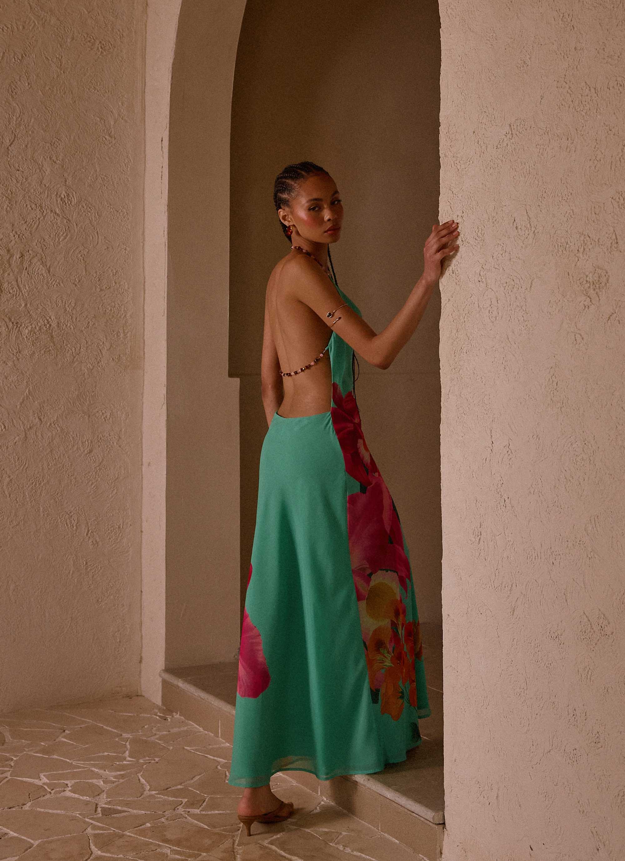 Morning Crush Cowl Maxi Dress - Jungle Bloom
