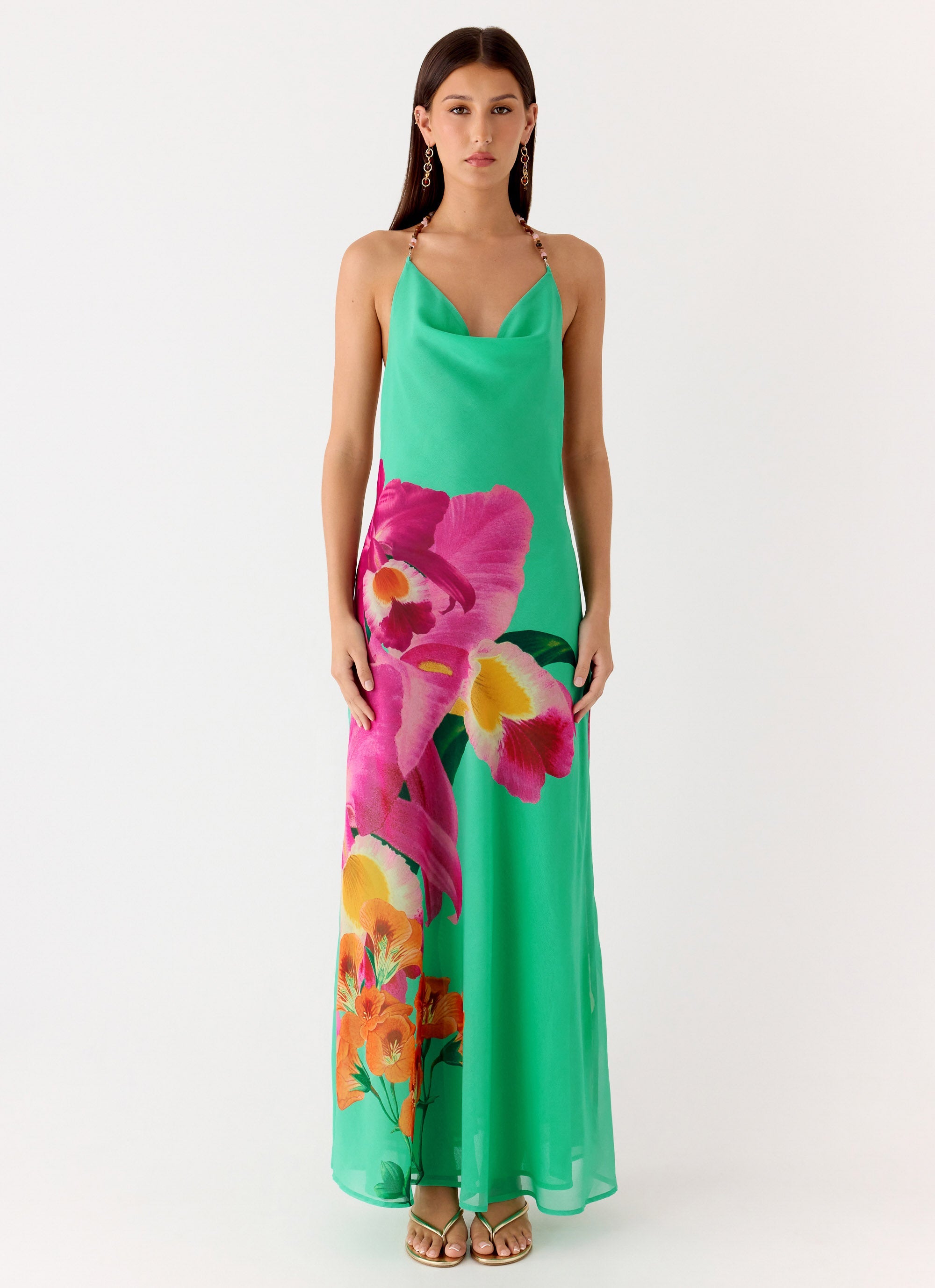 Morning Crush Cowl Maxi Dress - Jungle Bloom