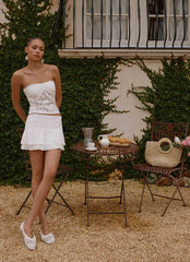 Moroder Low Rise Lace Mini Skirt - Cream