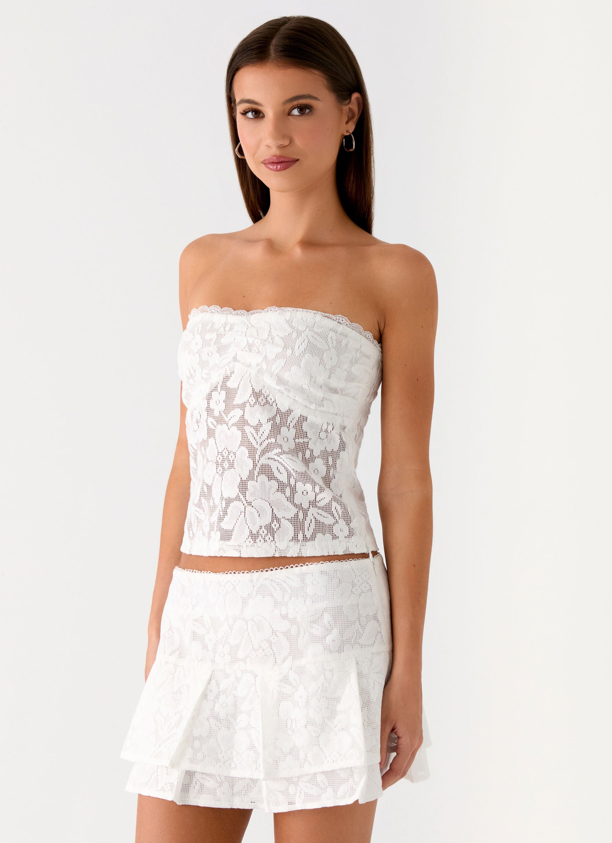 Moroder Low Rise Lace Mini Skirt - Cream