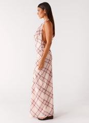 Muse Maxi Dress - Pink Check