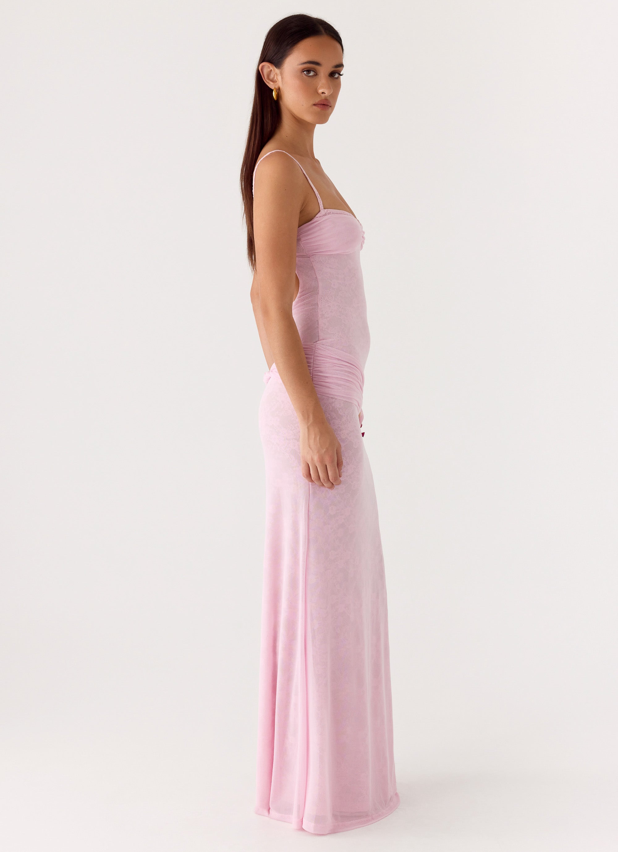 Natty Lace Mesh Maxi Dress - Petal Pink