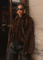 Naylor Faux Fur Jacket - Chocolate