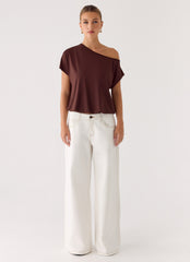 Neo Low Rise Wide Leg Denim Jeans - Ivory