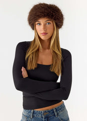 North Pole Faux Fur Headband - Chocolate