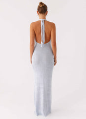 Novalee Flower Crochet Maxi Dress - Blue