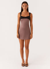 Odette Satin Mini Dress - Steel Me Away