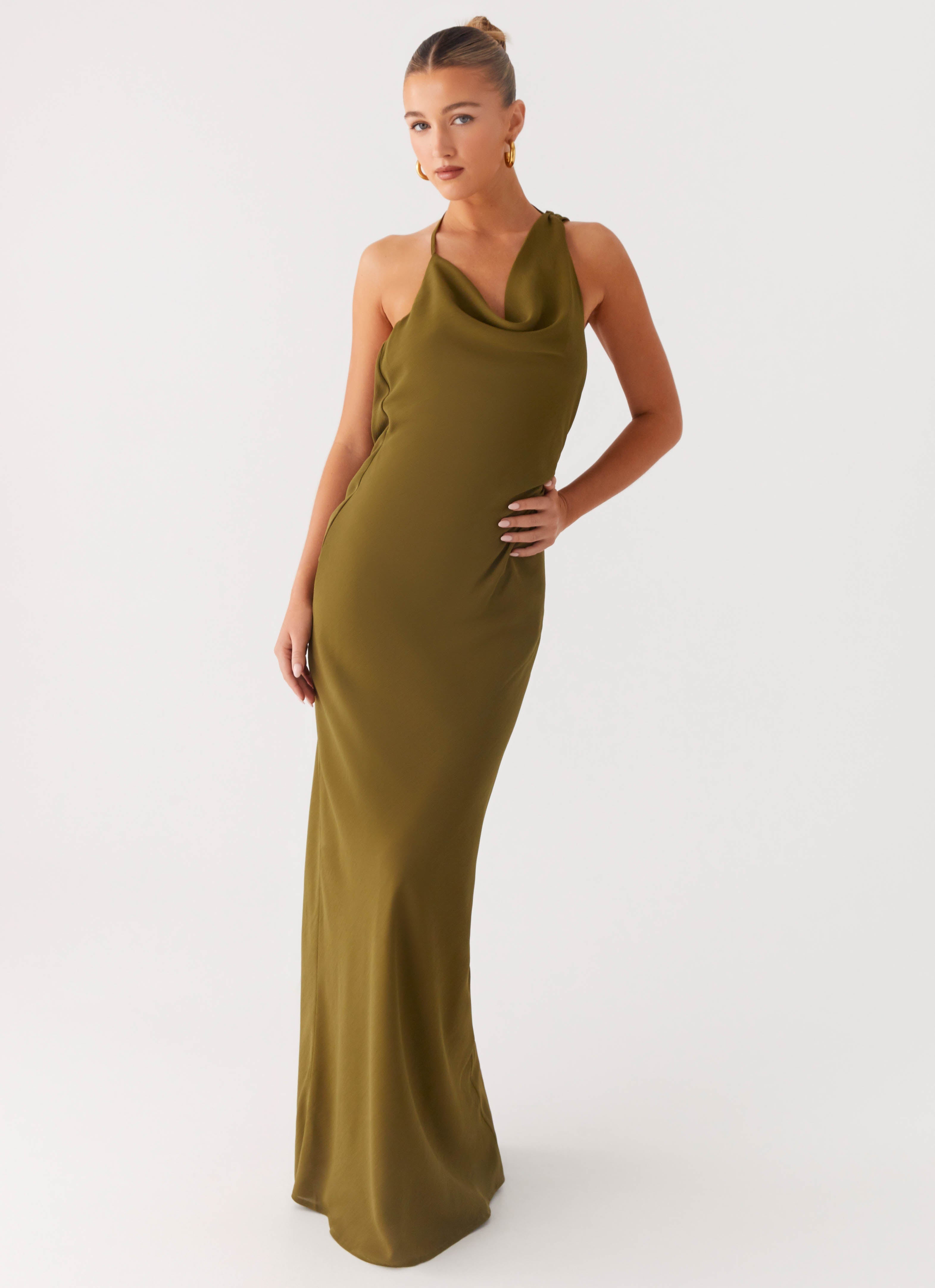 Opal Glow Maxi Dress - Khaki