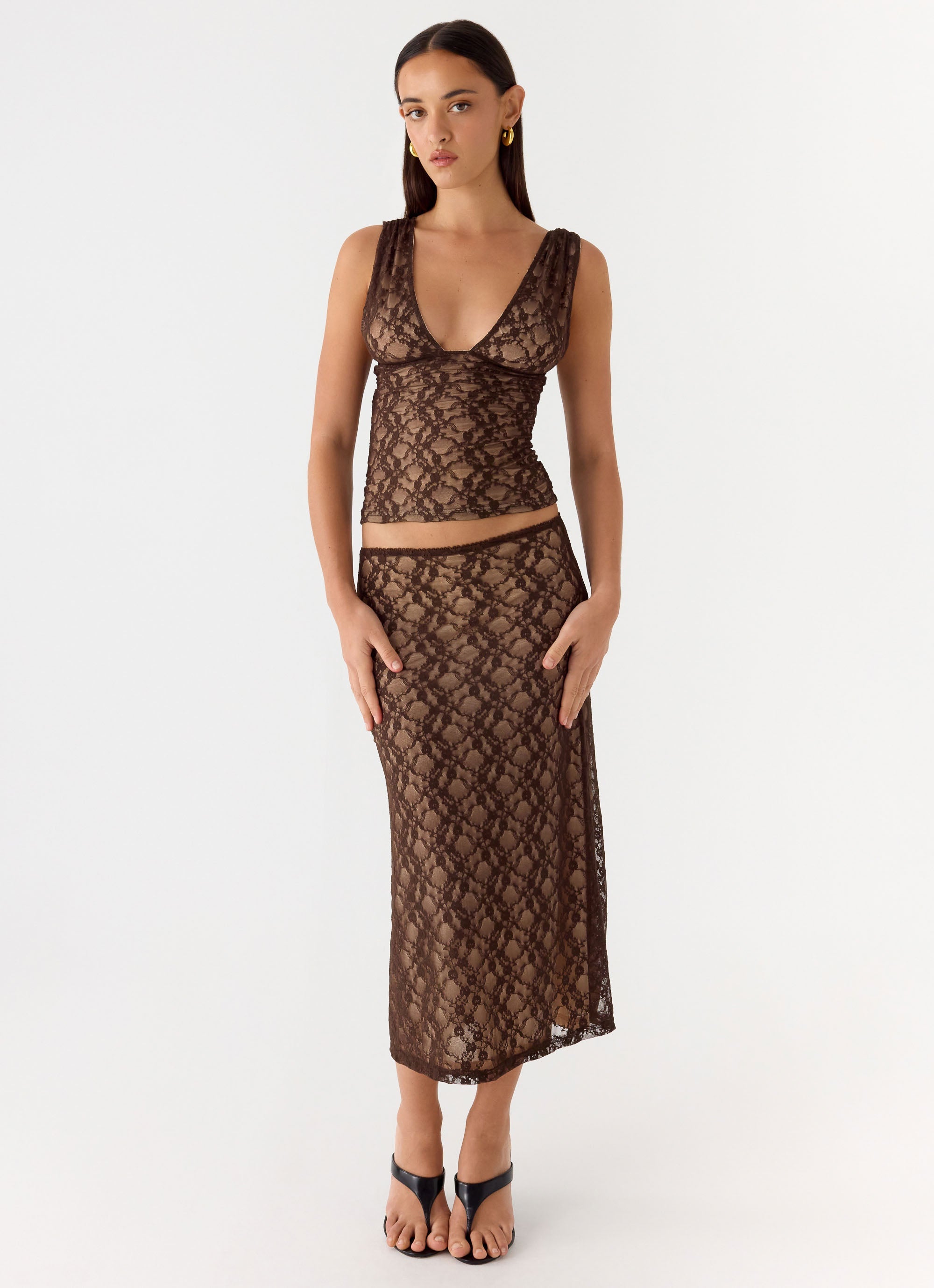 Options Lace Top - Chocolate