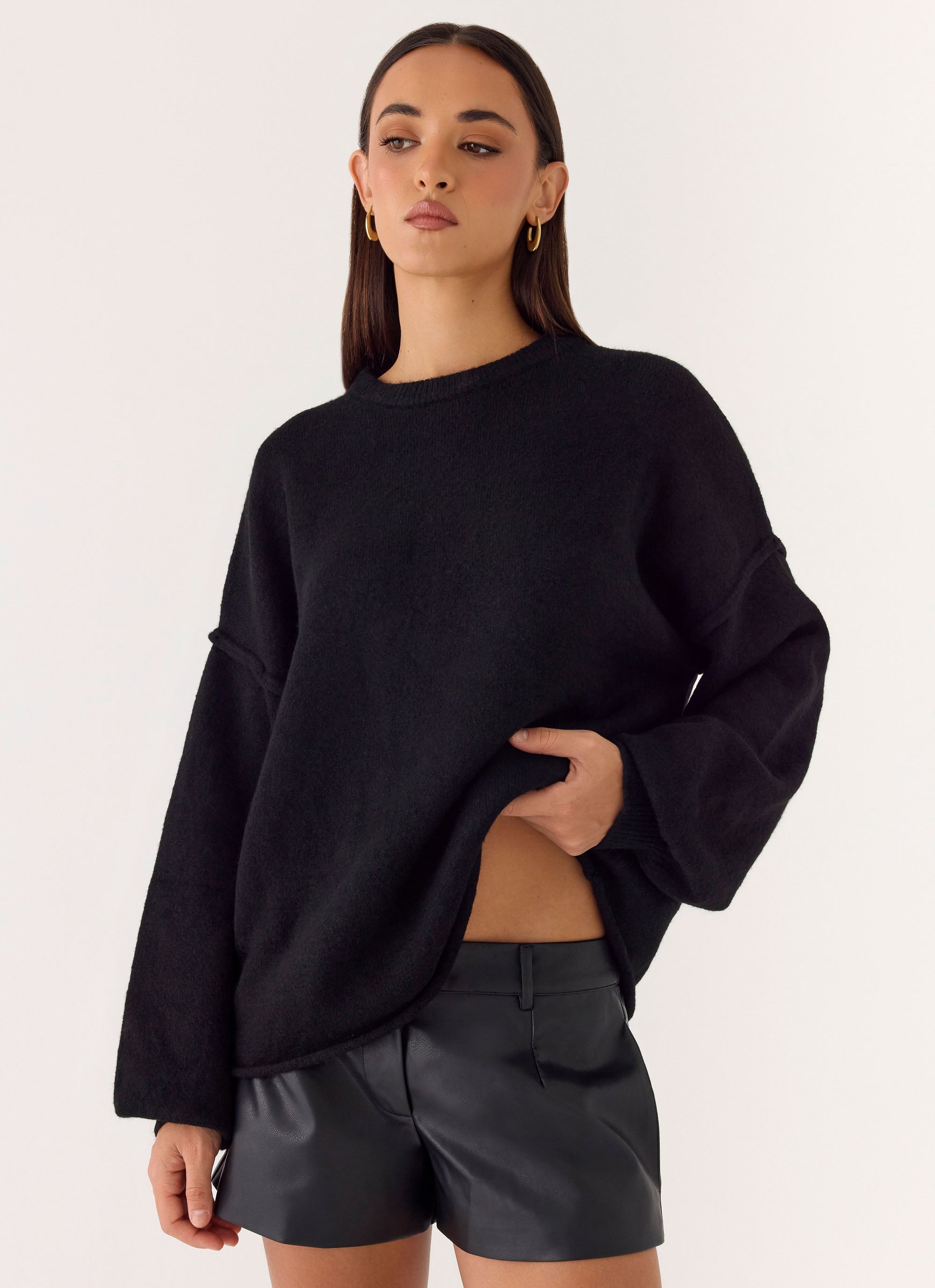 Oslo Faux Leather Mini Shorts - Black
