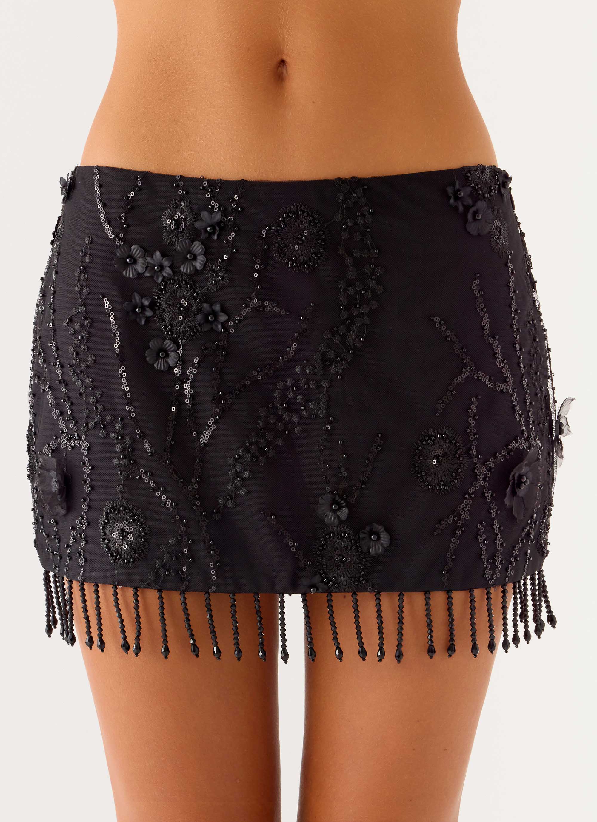 Overload Beaded Mini Skirt - Black