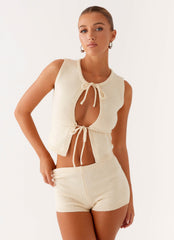 Ownley Sequin Knit Shorts - Ivory