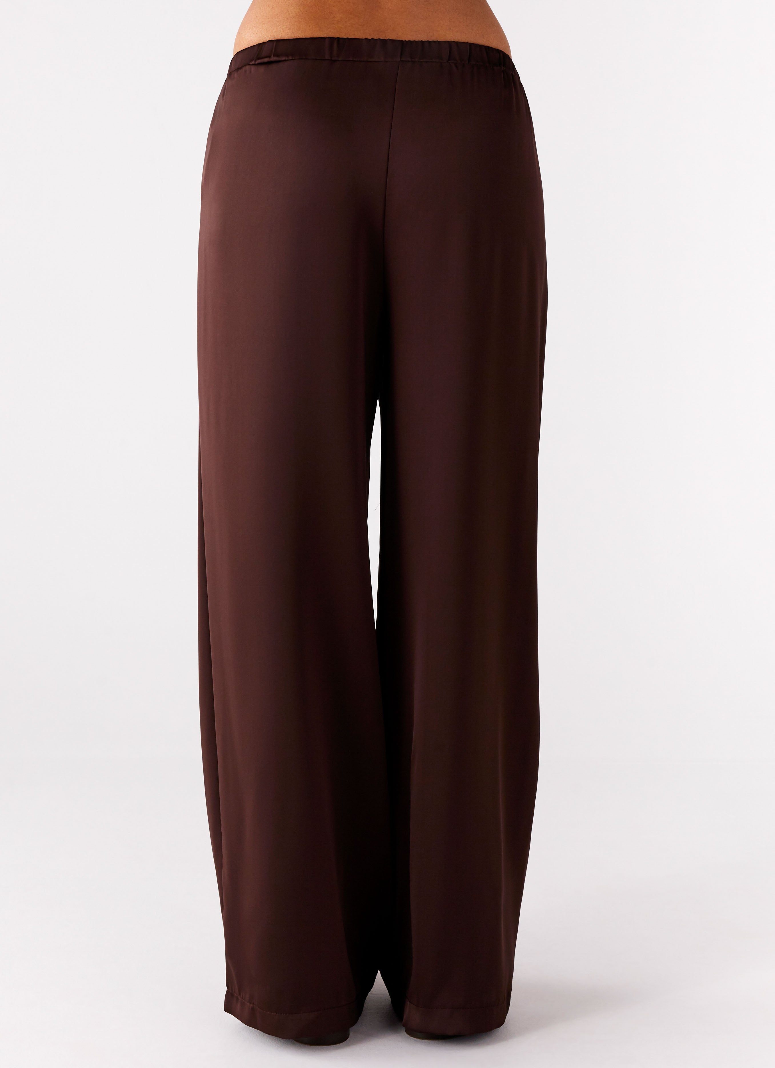Palm Cove Satin Pants - Chocolate