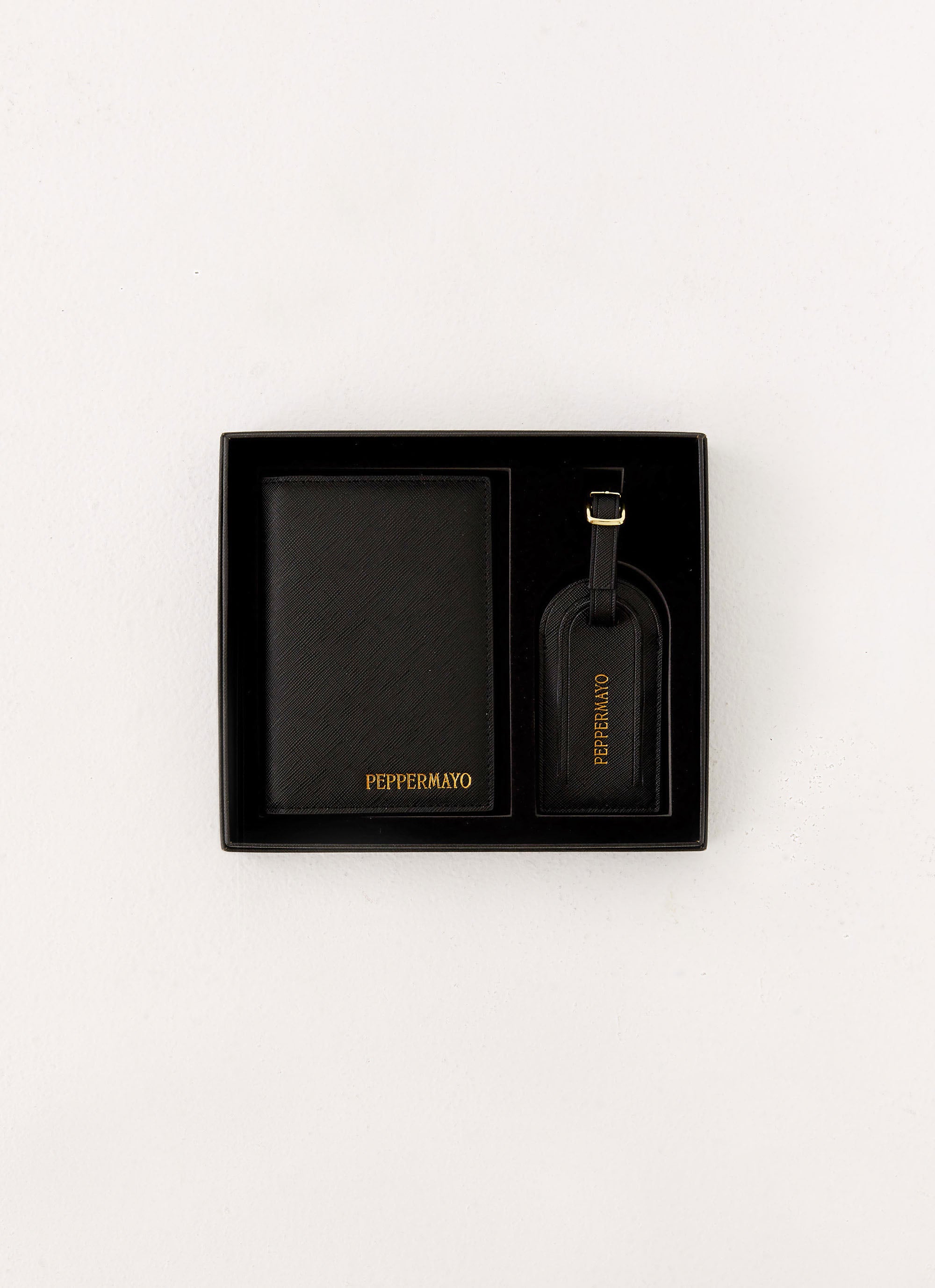 Passport Holder & Luggage Tag Set - Black