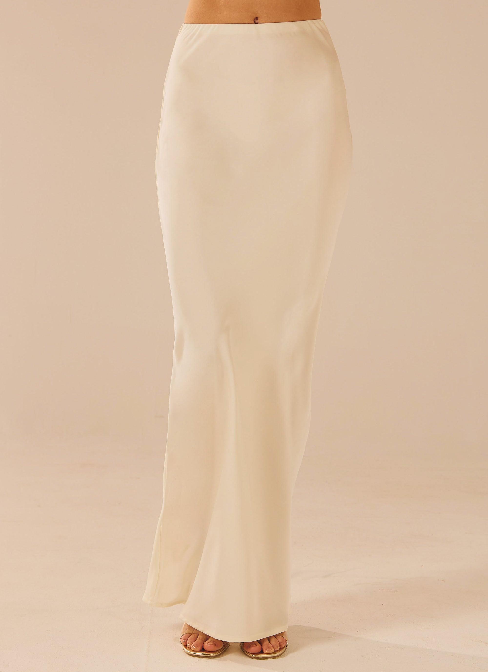 Aria Satin Maxi Skirt - Pearl