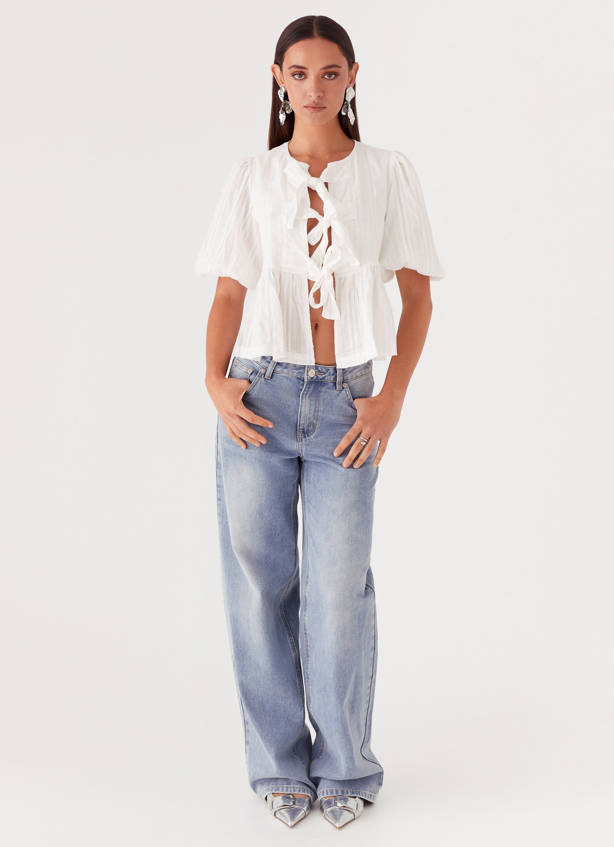 Western Wind Tie Top - White
