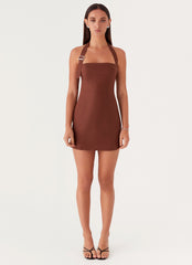 Julianna Linen Mini Dress - Chocolate