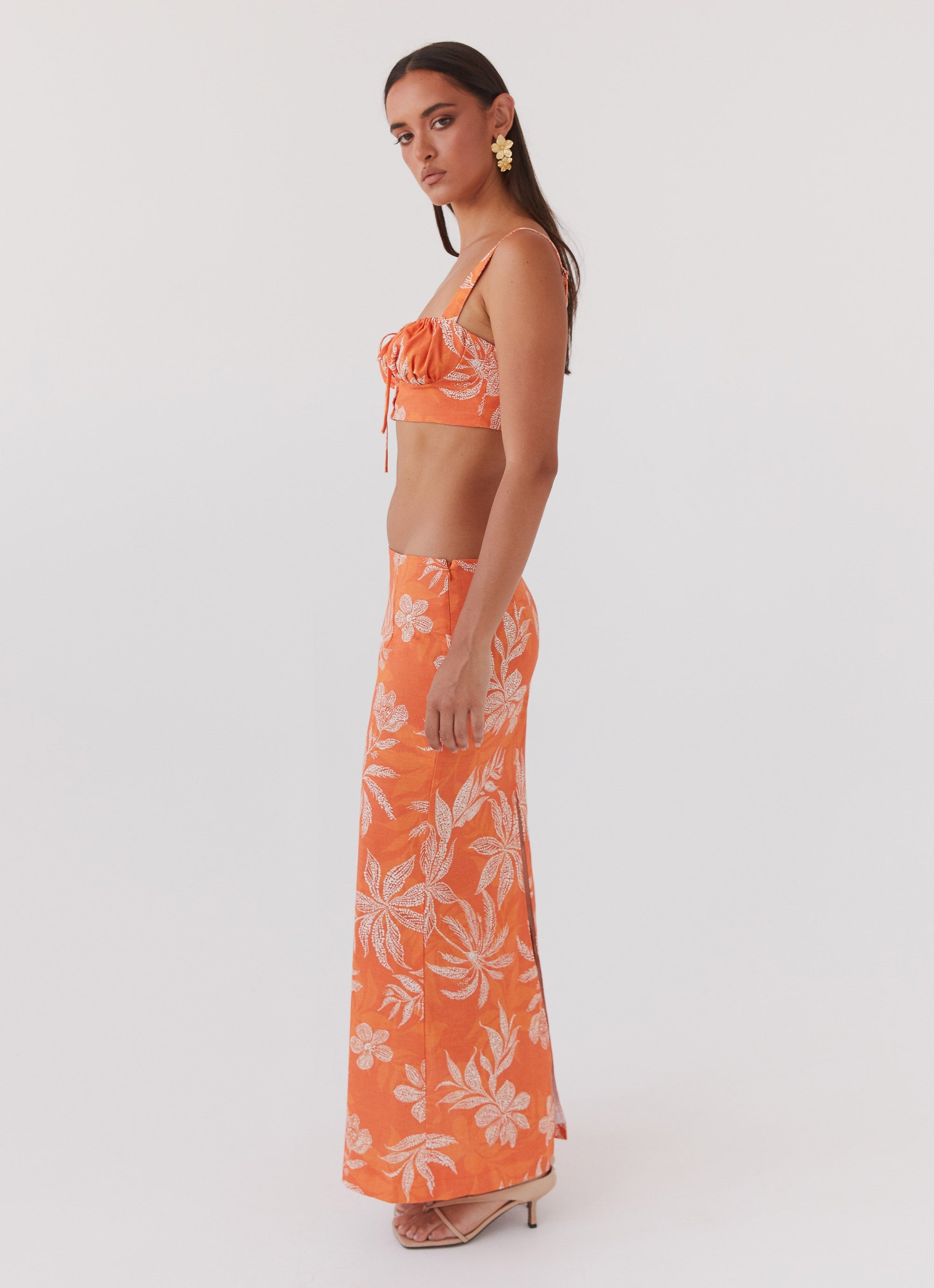 Born For Bordeaux Linen Skirt - Tropic Sunset
