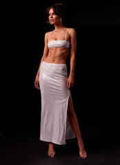 Felicity Sequin Bandeau Top - Snow Frost