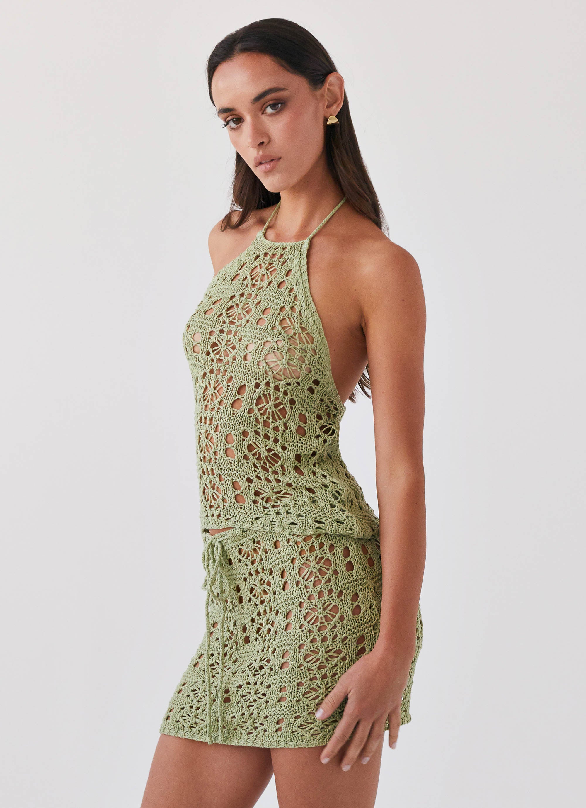 Free Mind Crochet Top - Light Olive