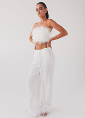 Shake It Off Feather Pants - Snow