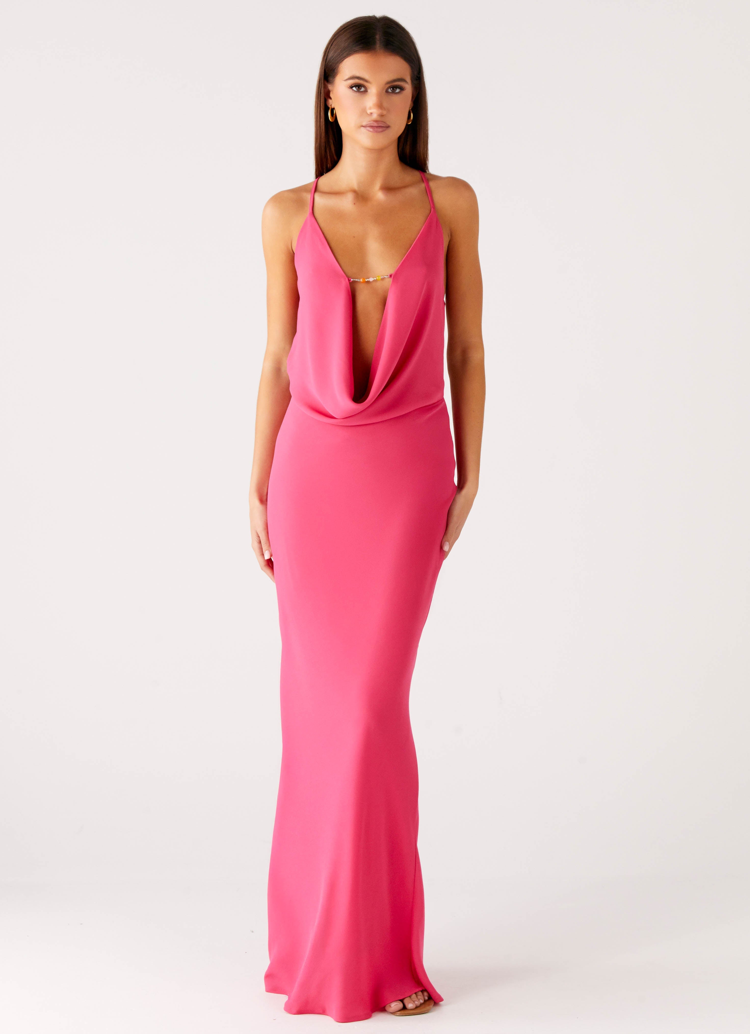 Pure Heart Cowl Maxi Dress - Fuchsia
