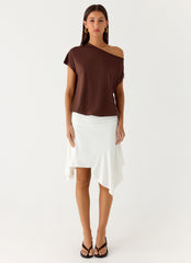 Raeni Off Shoulder Top - Chocolate