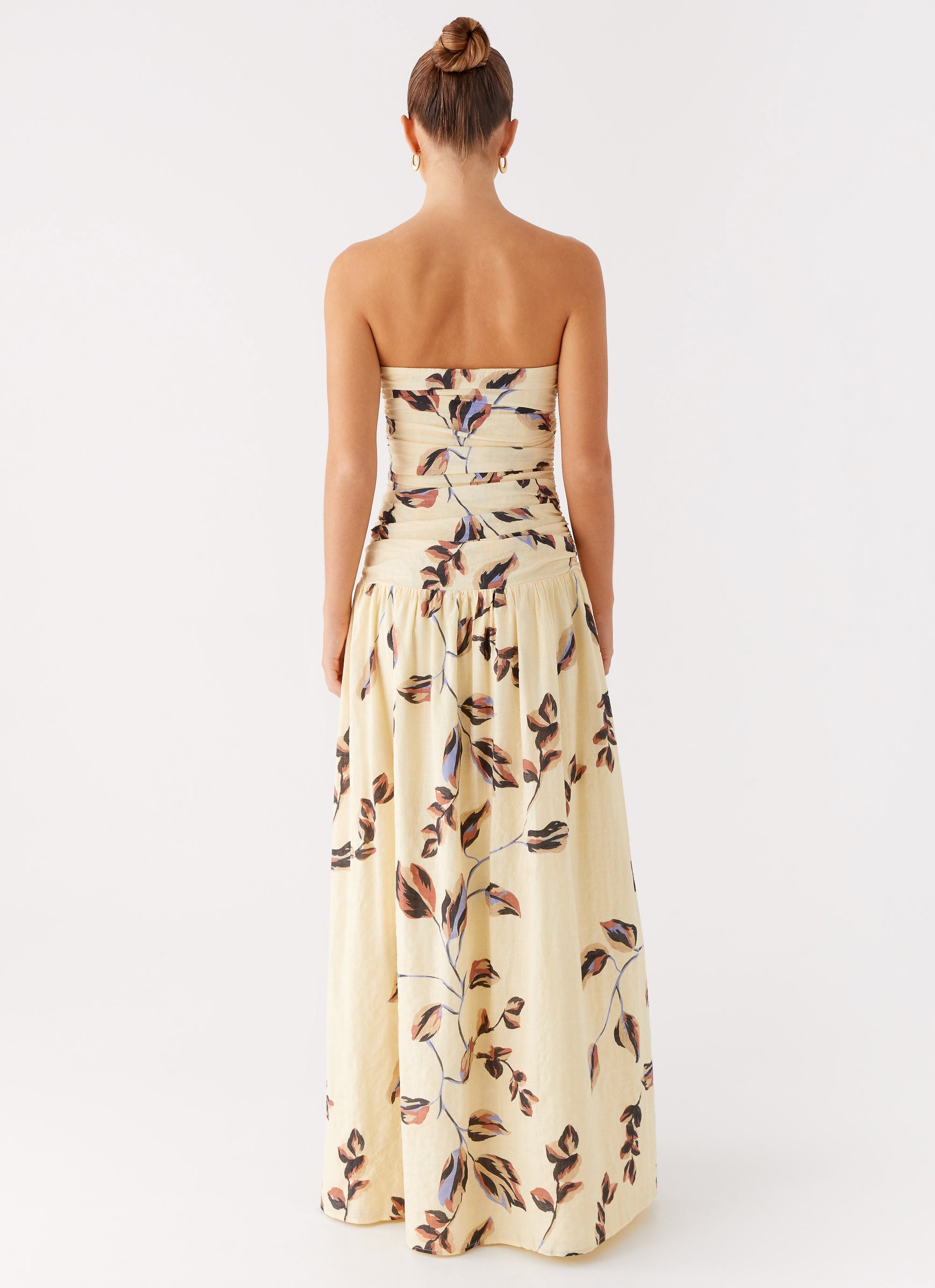 Rhea Ruched Maxi Dress - Buttercream Bliss