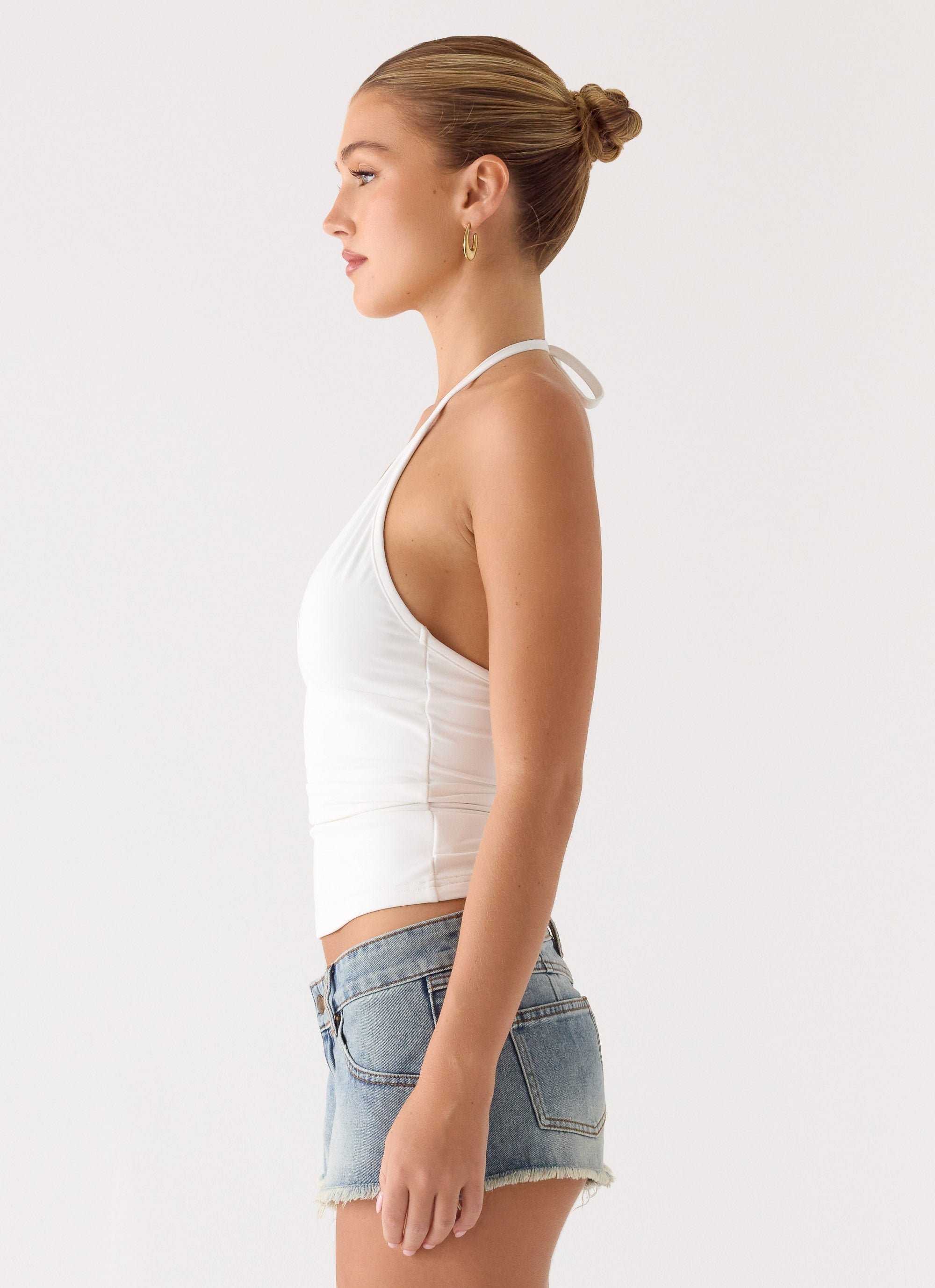 Roll Out Halter Top - White