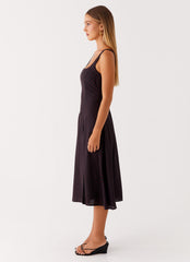 Rowyn Midi Dress - Black Polka Dot