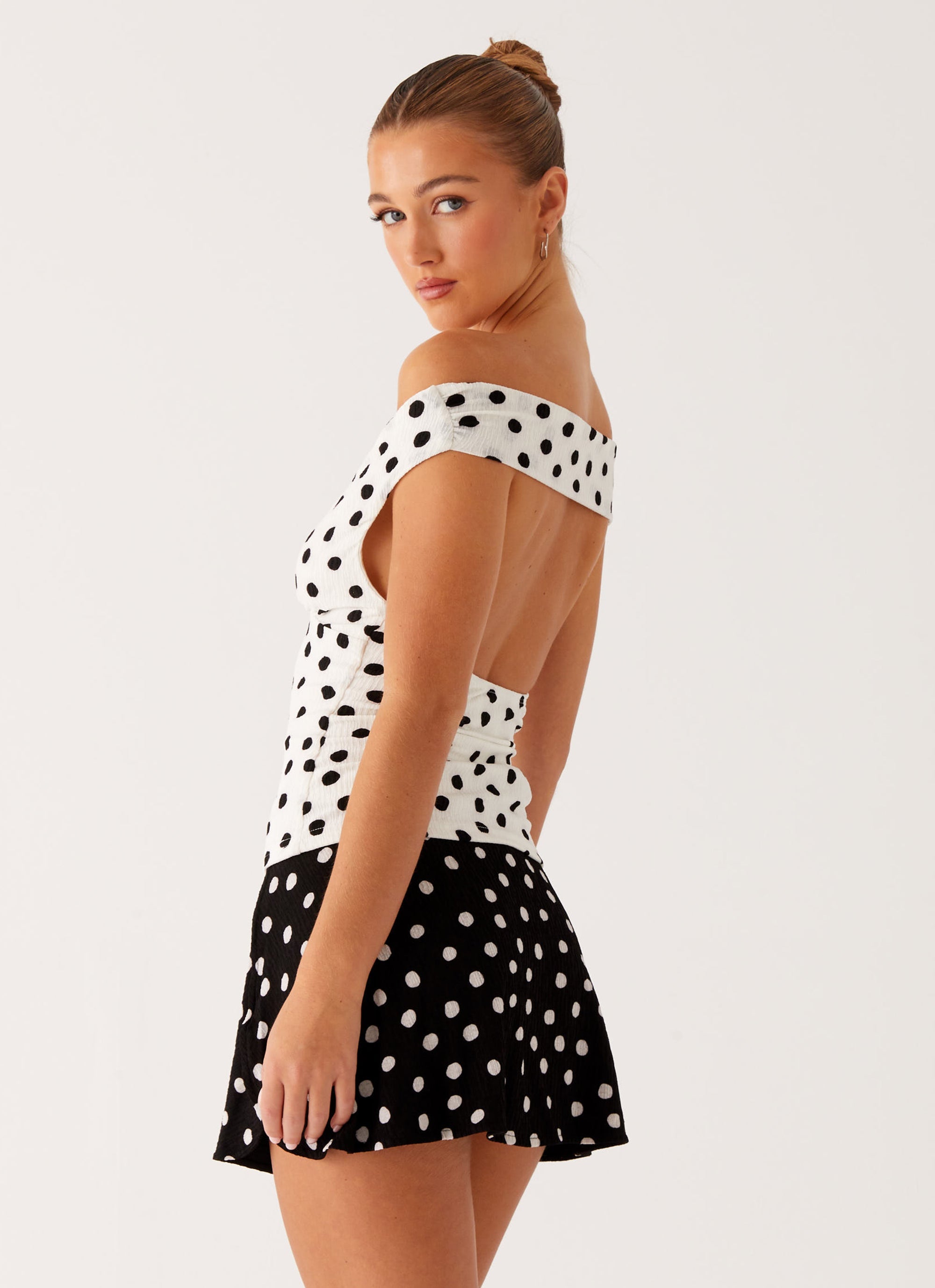 Rylie Top - White Polka Dot