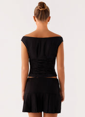 Shelby Pleated Mini Skirt - Black