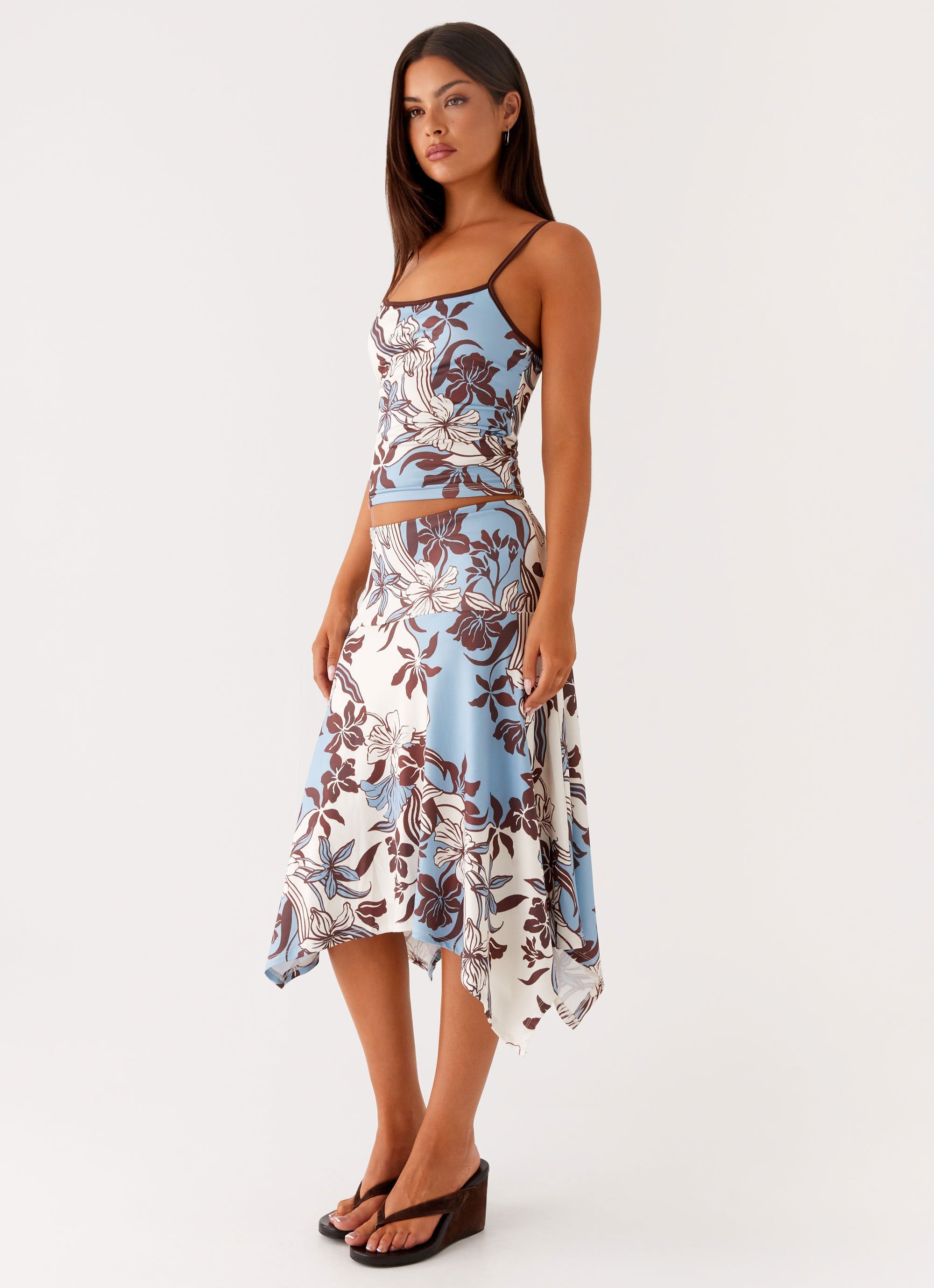 Skye Midi Skirt - Bluewood Blossom