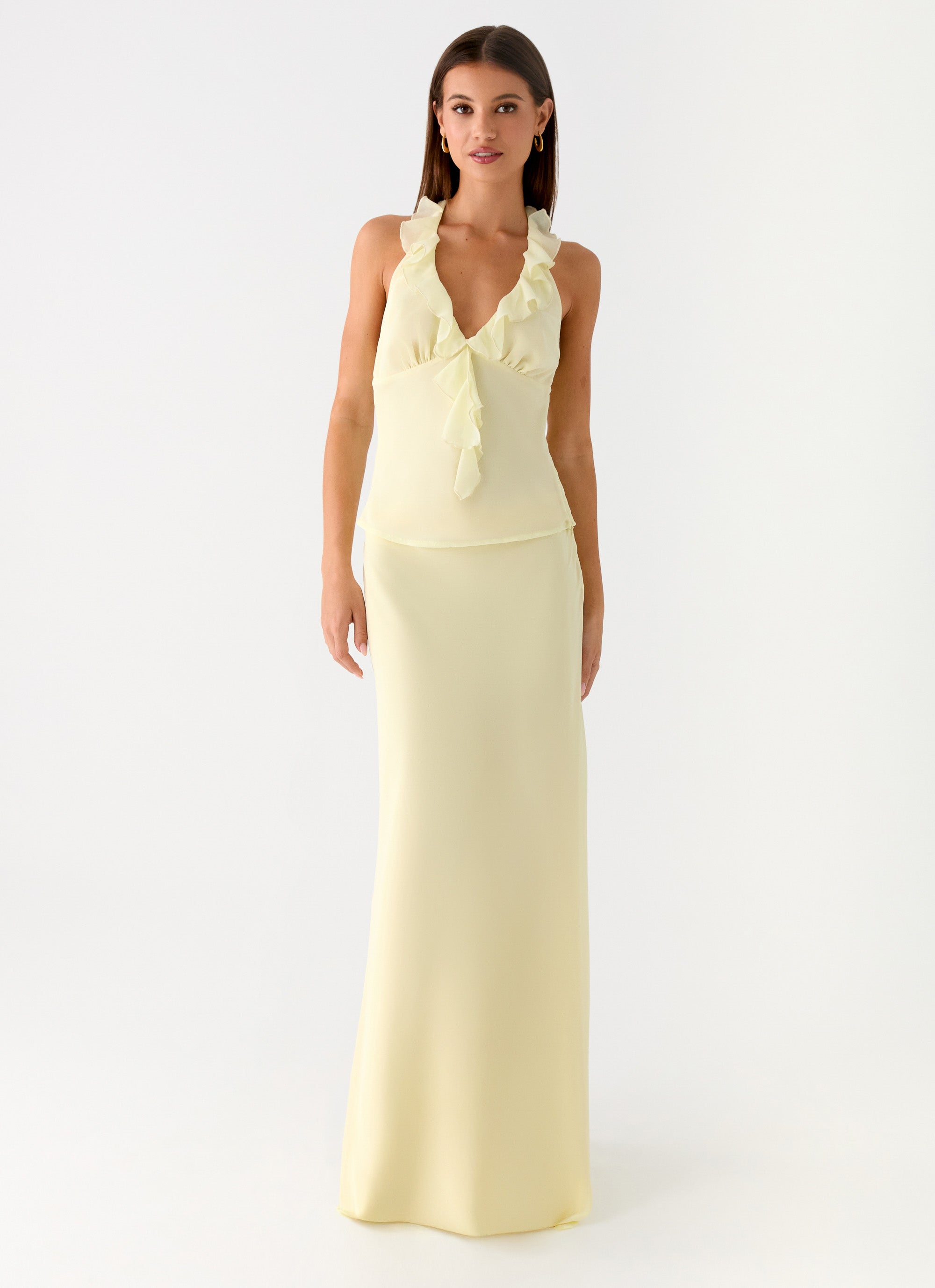 Star Girl Chiffon Maxi Skirt - Yellow