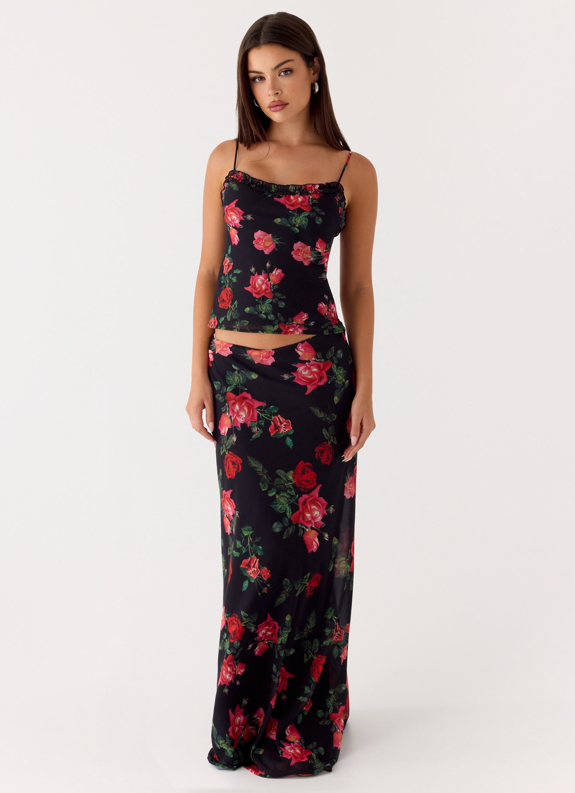 Star Girl Chiffon Maxi Skirt - Midnight Bloom