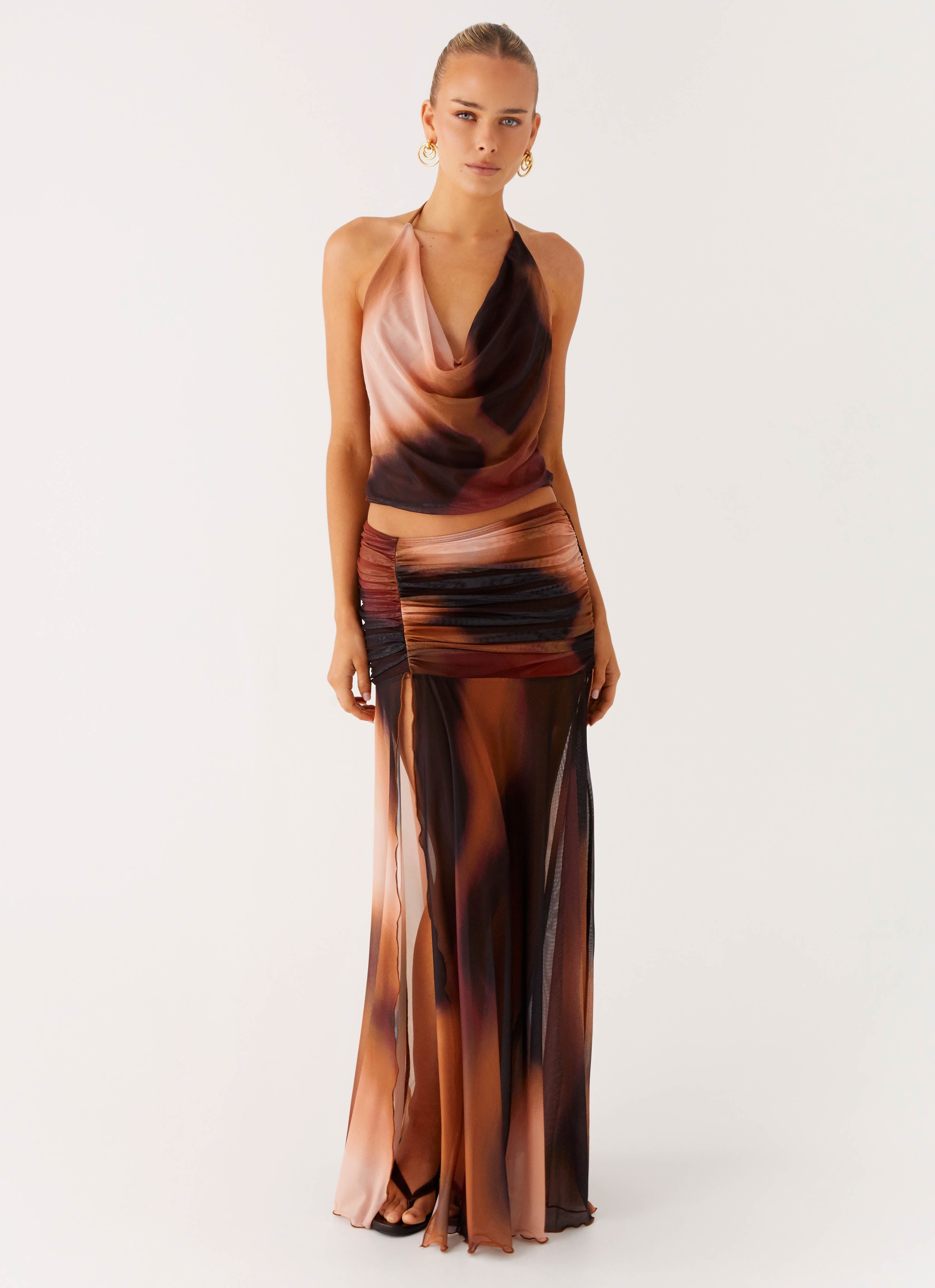 Stargazer Mesh Maxi Skirt - Black Gradient
