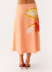 Summertime Midi Skirt - Orange Floral