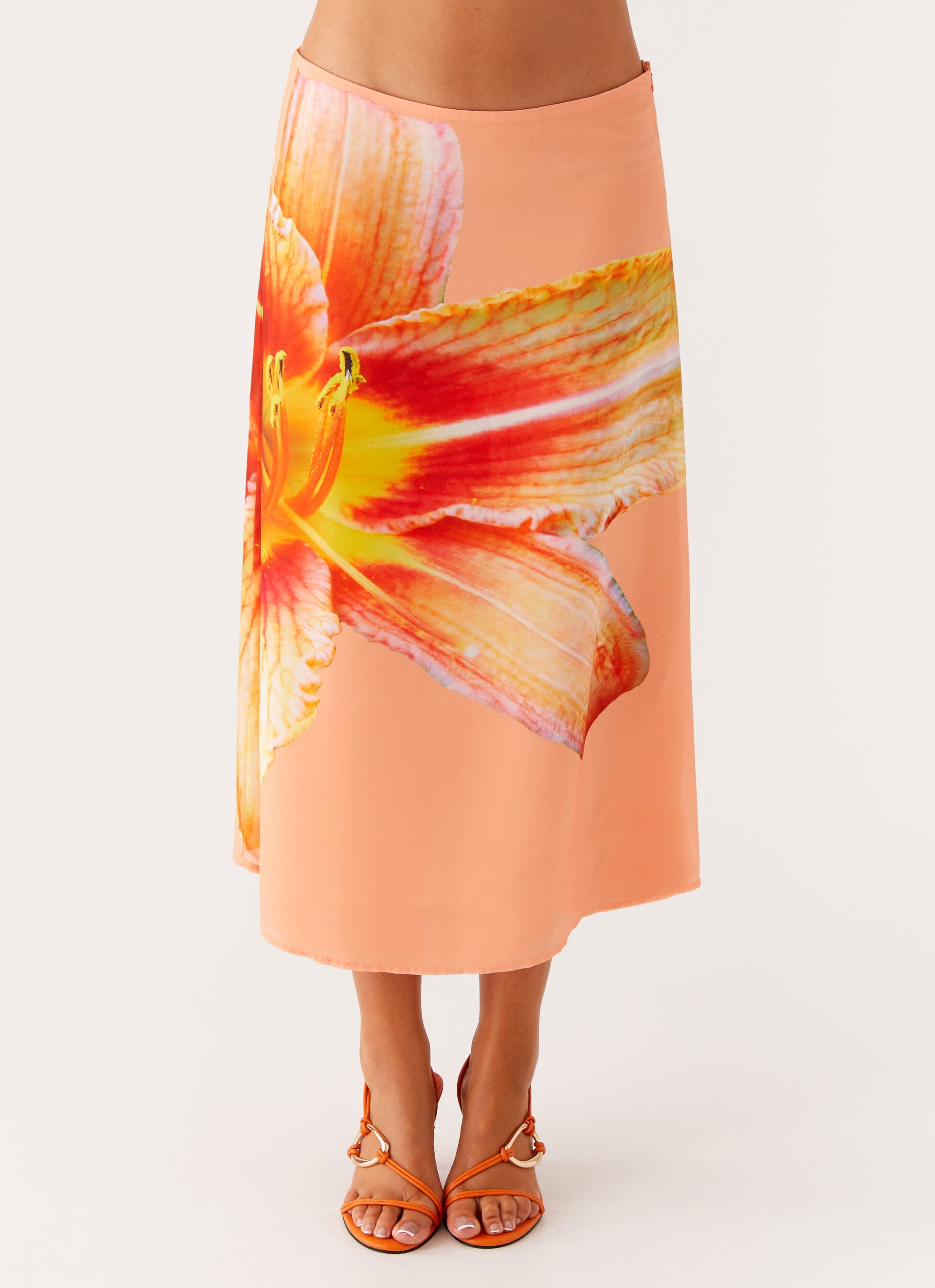 Summertime Midi Skirt - Orange Floral