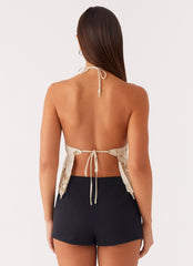 Sweet Obsessions Beaded Halter Top - Ivory