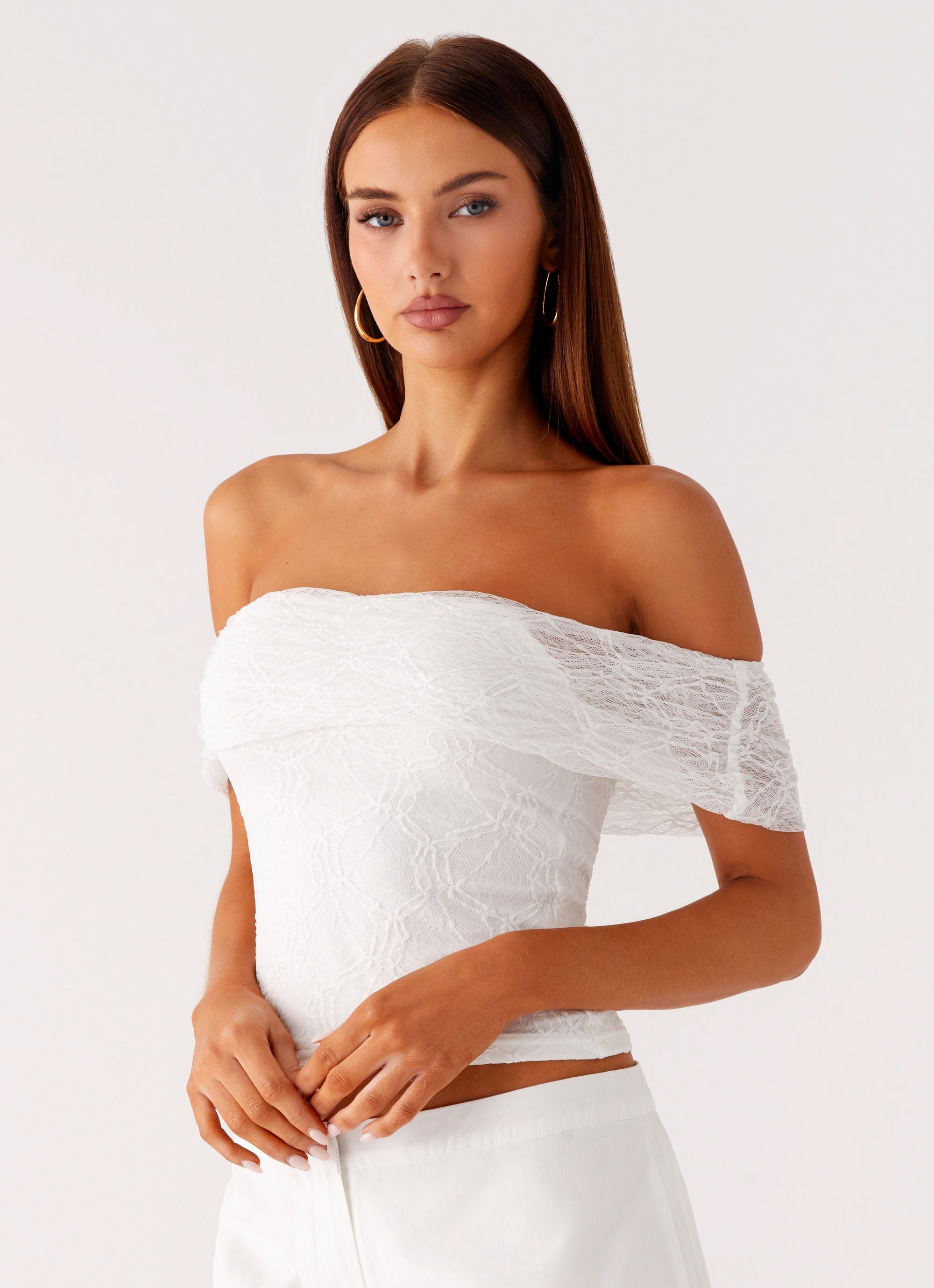 Tabby Off Shoulder Top - White