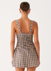 Tablo Drop Waist Mini Dress - Check Print