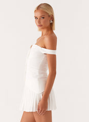 Twisted Skies Off Shoulder Mini Dress - Off White