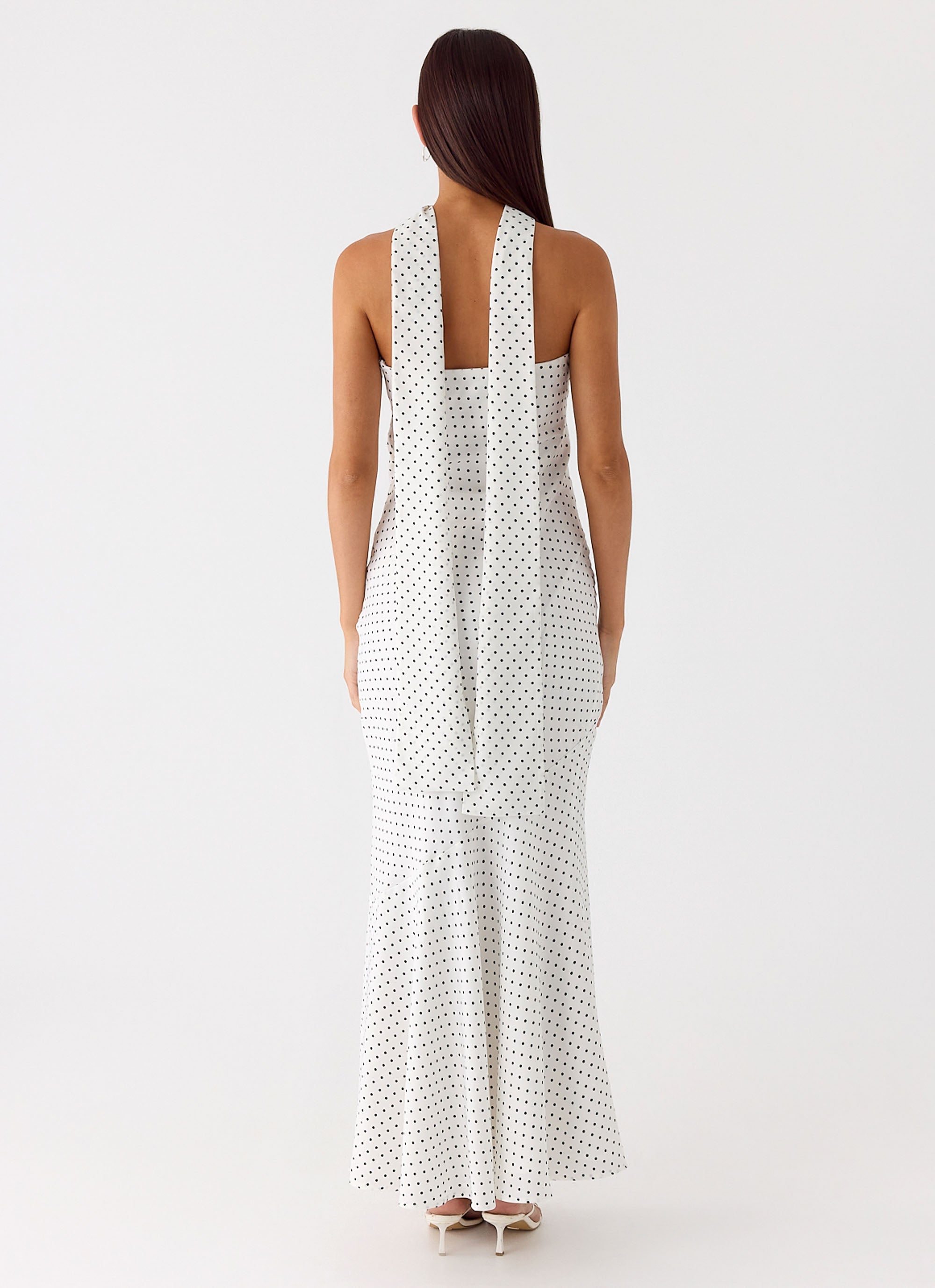Under The Pagoda Maxi Dress - White Polkadot