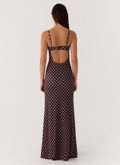 Vamonos Maxi Dress - Chocolate Blue Dot