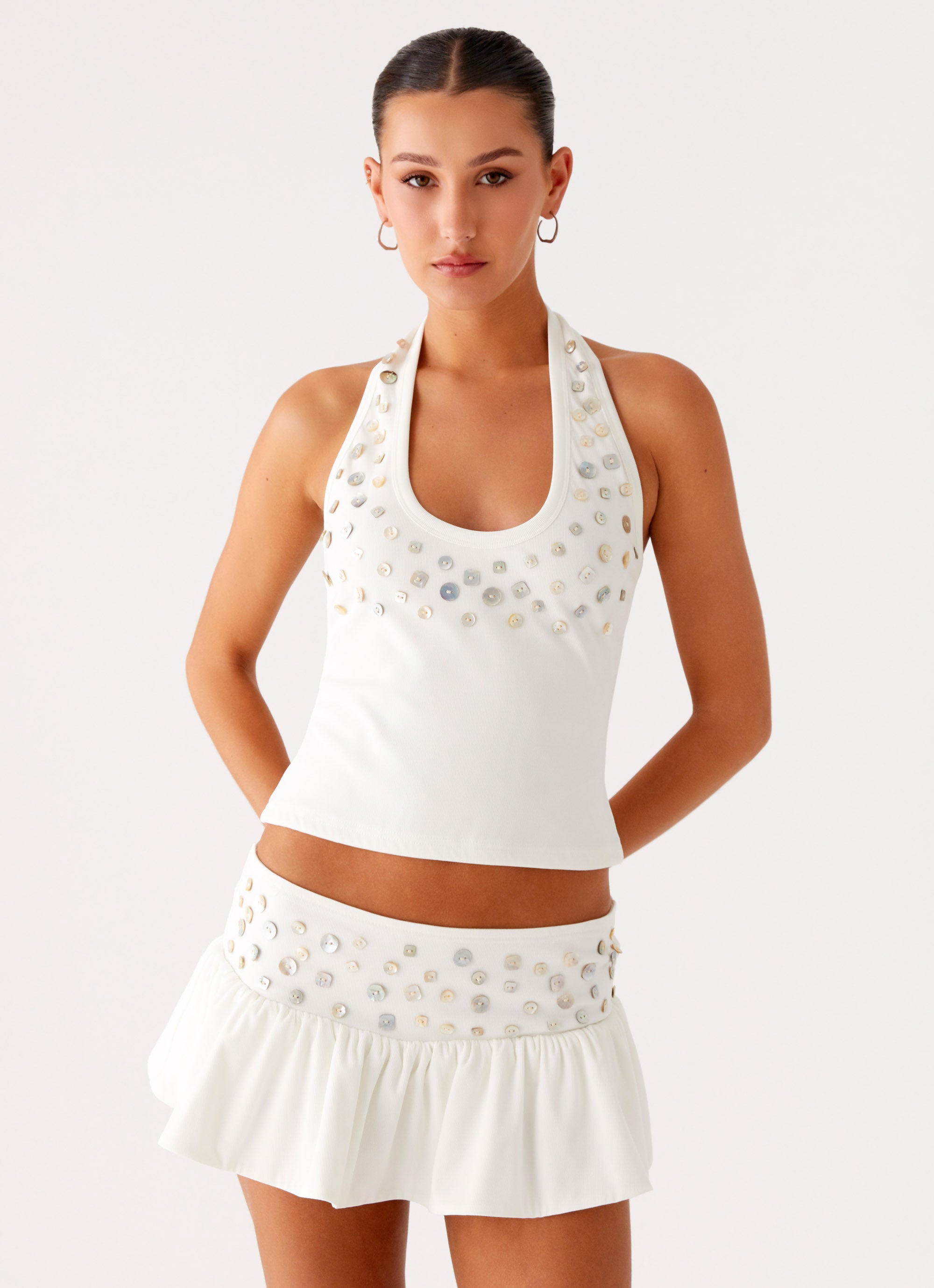 Vegas Nights Low Rise Skort - White