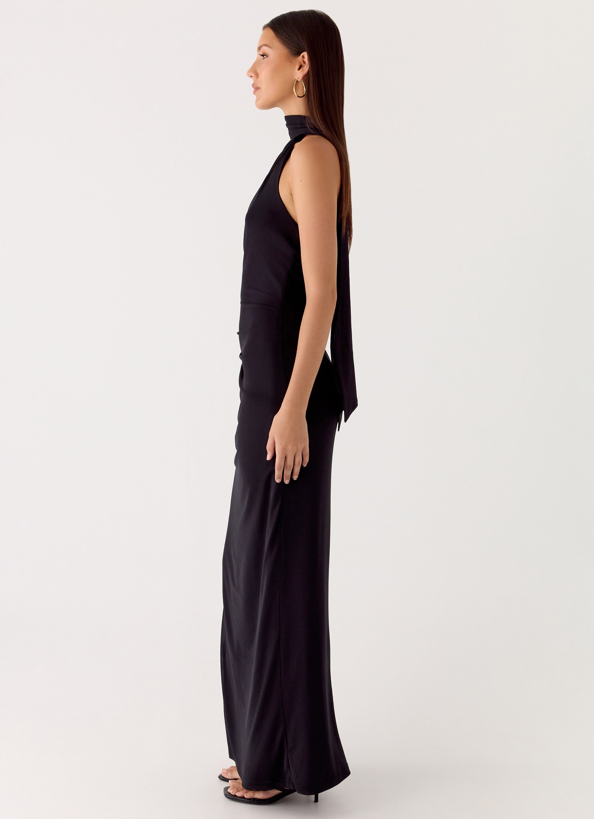 Velvet Vacation Scarf Maxi Dress - Black