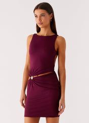 Velvet Wine Mini Dress - Boysenberry