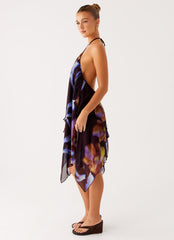 Verbena Midi Dress - Dark Floral