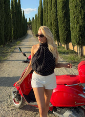 Willow Chiffon Top - Black Polkadot